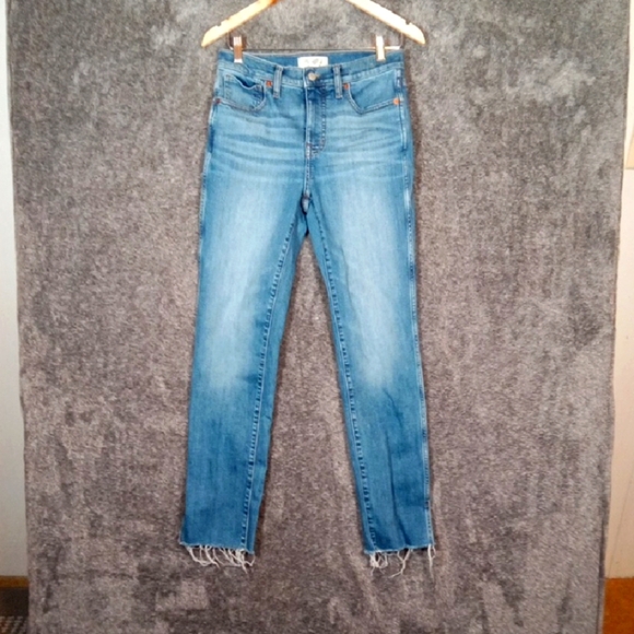 Madewell Mid Rise Stovepipe Raw Hem Slit Sides Shealy Wash Womens  27 - Picture 1 of 9